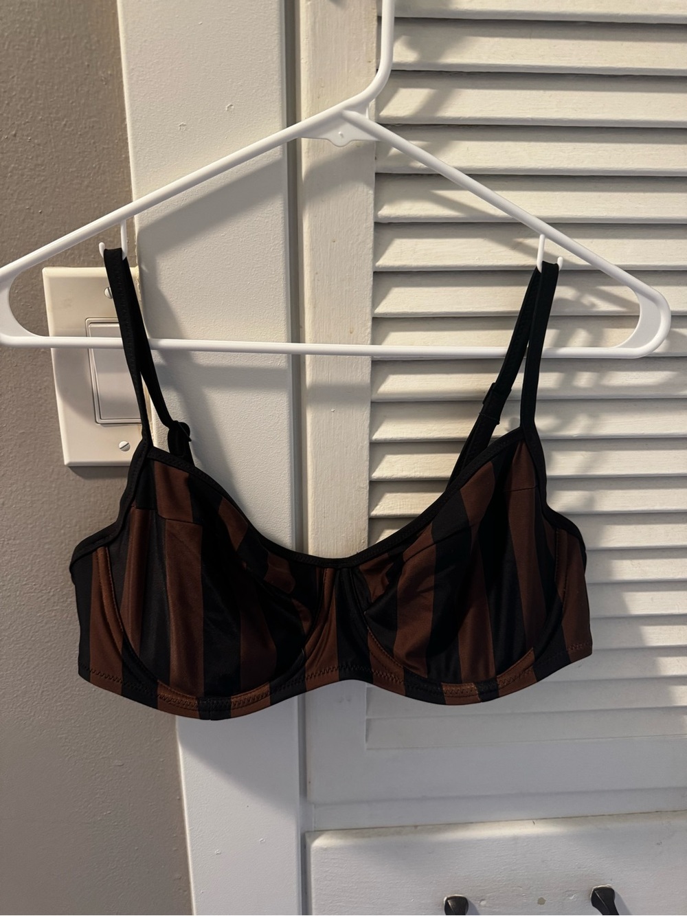 aerie Striped  Bikini Underwire Bralette in Brown & Black